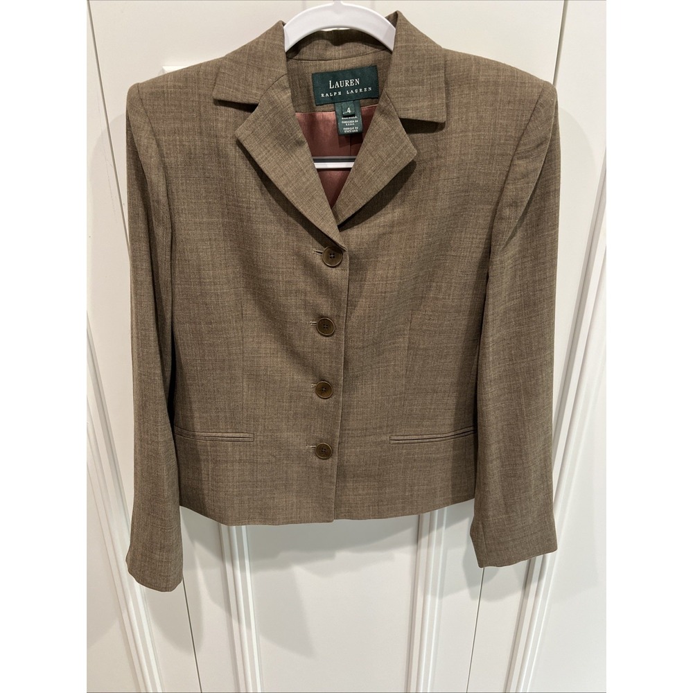 Vintage Lauren Ralph Lauren Made In USA Worsted Wool Blazer Brown 90s Old Money